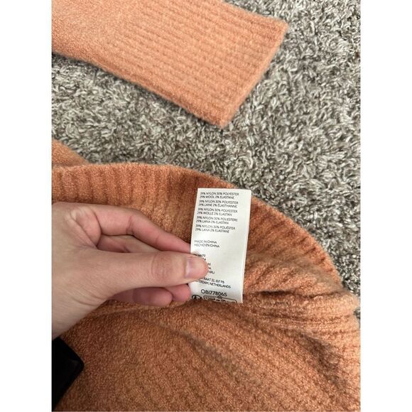 Free People Jaci Sweater Dress S Long Sleeve Mock Neck Knit Textured Wool “Doe” - Picture 12 of 16